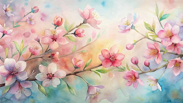 Beautiful sakura watercolor background