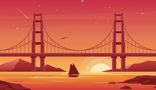 Vector beautiful san francisco landscape