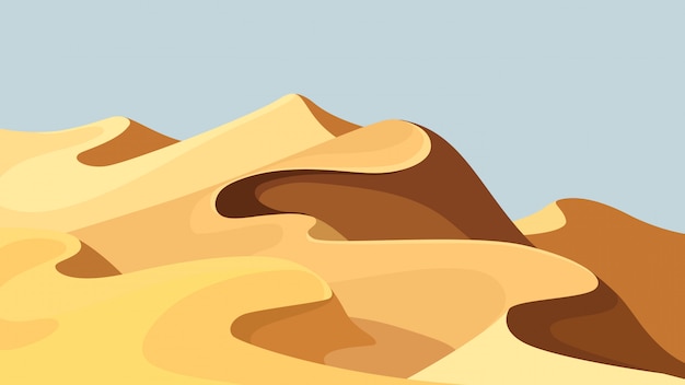 Vector beautiful sand dunes. desert landscape in cartoon style.