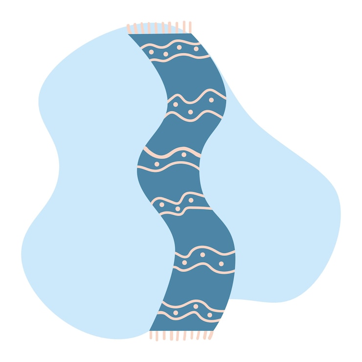 Vector beautiful scarf design illustration shawl in blue colorvector illustration isolated on a white