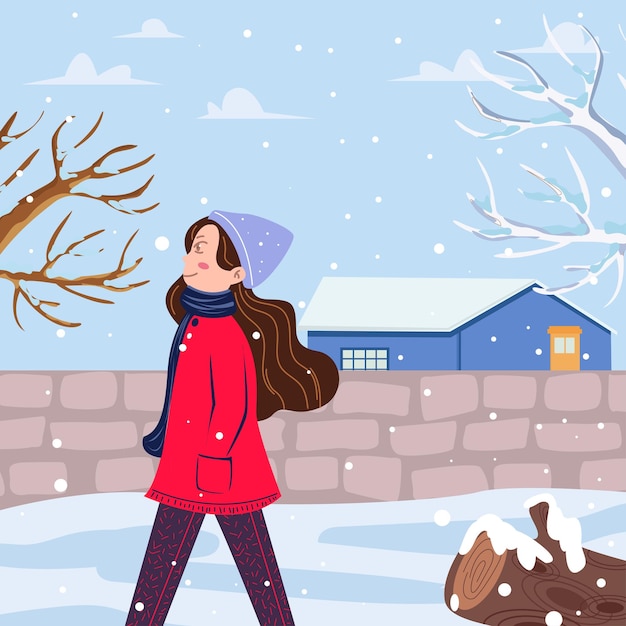 Beautiful scenery image winter background art illustration