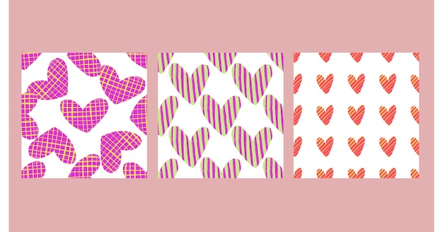 Beautiful seamless background with hand painted hearts valentin colored heart love background