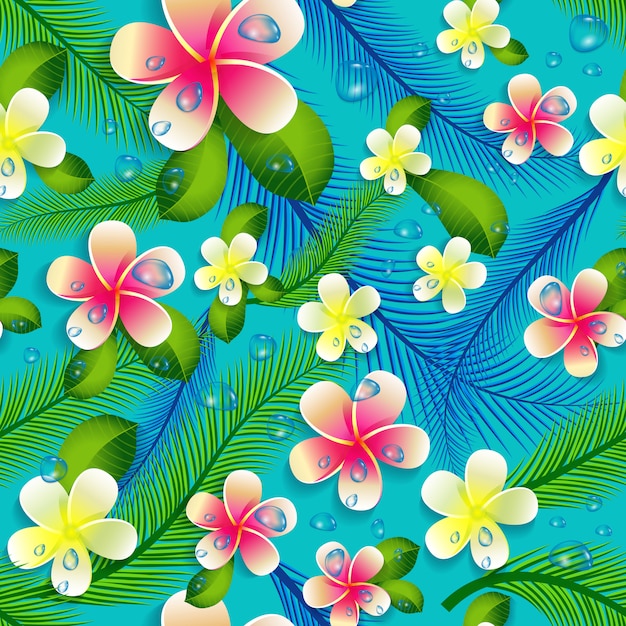 Beautiful seamless floral jungle pattern background. 