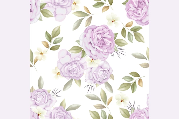 Beautiful seamless pattern beautiful flower and leaves Premium Vector