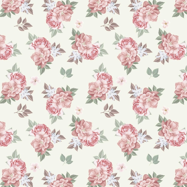 Beautiful seamless pattern beautiful flower and leaves  