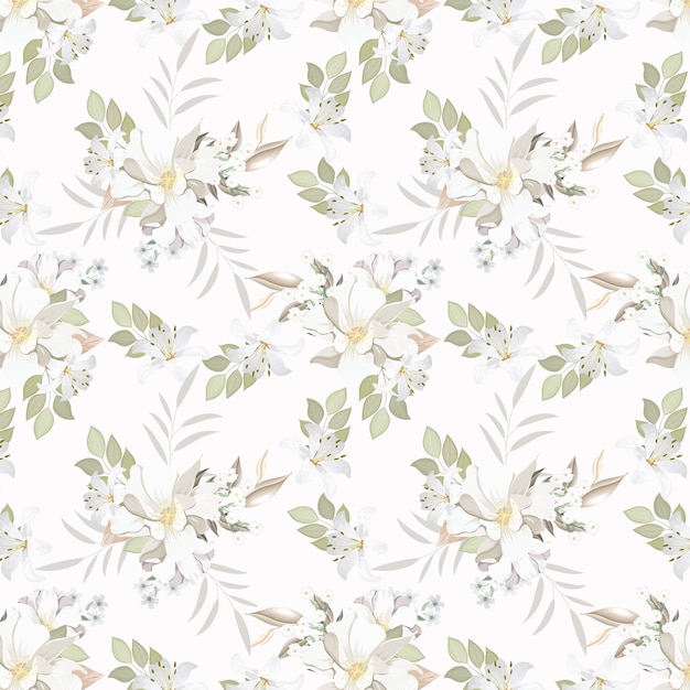 Vector beautiful seamless pattern beautiful flower and leaves