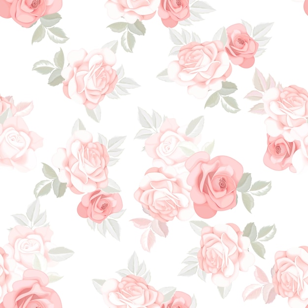 Vector beautiful seamless pattern beautiful flower and leaves