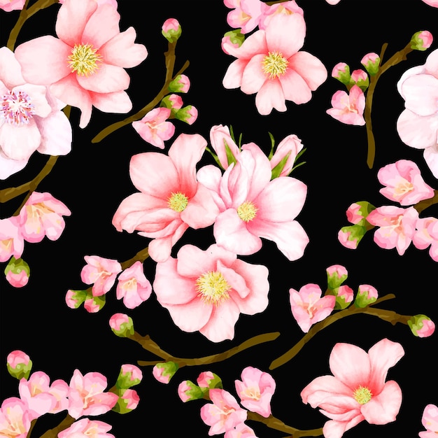 beautiful seamless pattern cherry blossom flower