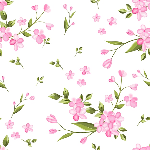 Beautiful seamless pattern flowers and leaves