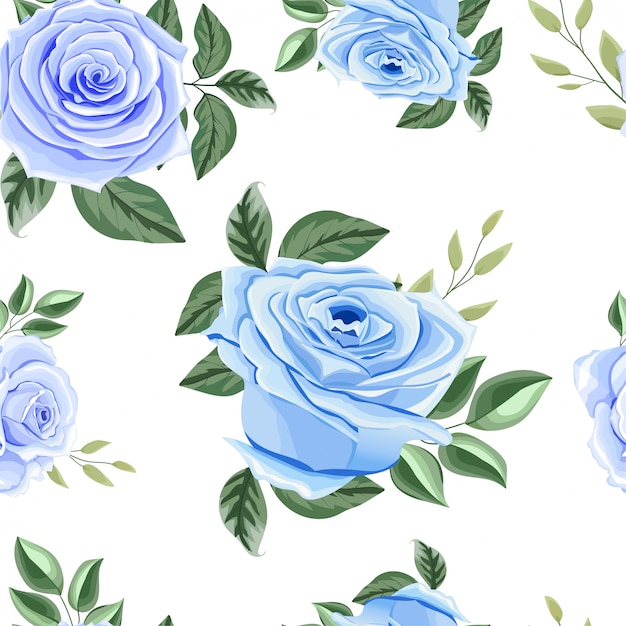 Beautiful seamless pattern with blue roses