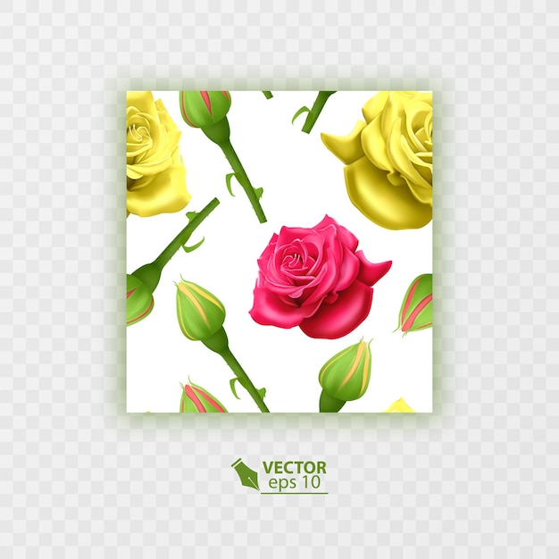 Vector beautiful seamless pattern with bouquets flowers of pink roses on a light background lovely floral