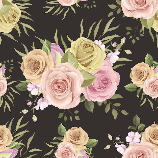 Beautiful seamless pattern with colorful roses