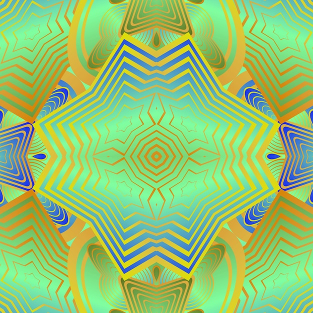 Beautiful seamless textured abstract background in green blue and yellow lines