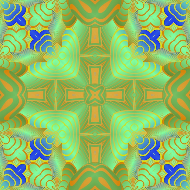 Beautiful seamless textured abstract background in green blue and yellow lines