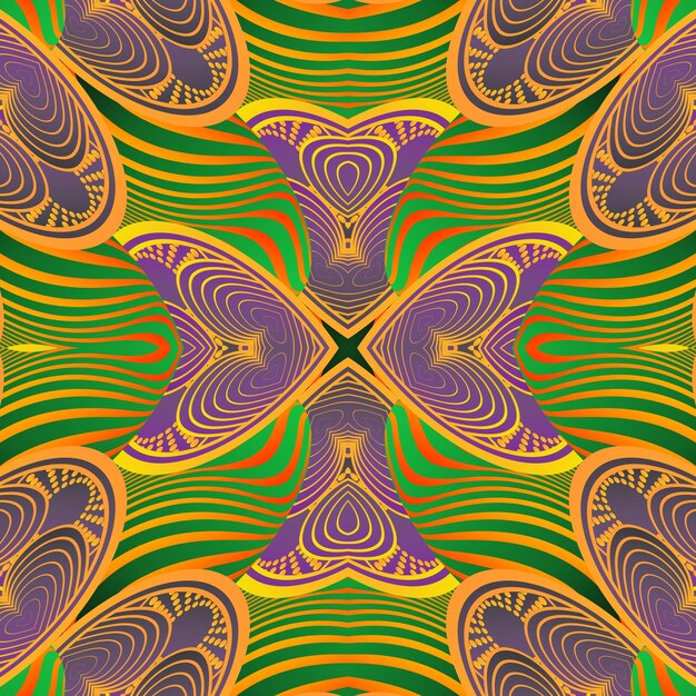 Beautiful seamless textured abstract background in green purple and yellow colors