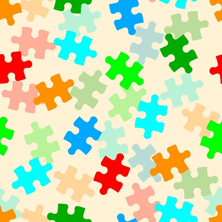Vector beautiful seamless wallpaper with jigsaw puzzle
