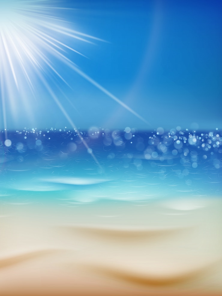 Vector beautiful seaside view template. sunny day with sand. summer holidays background.