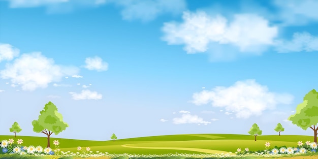 青い空とふわふわした雲の美しいやかな風景