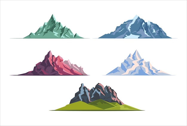 Vector beautiful set of cartoon vector mountains