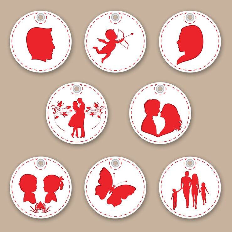 वेक्टर beautiful set of tags woman, man, family, love and children. 