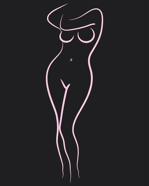 Beautiful Sexy fitness figure Black background Beauty logo Silhouette Erotic lady poses drawn