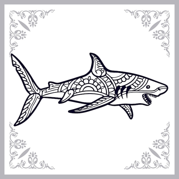 Beautiful Shark zentangle arts isolated on white background