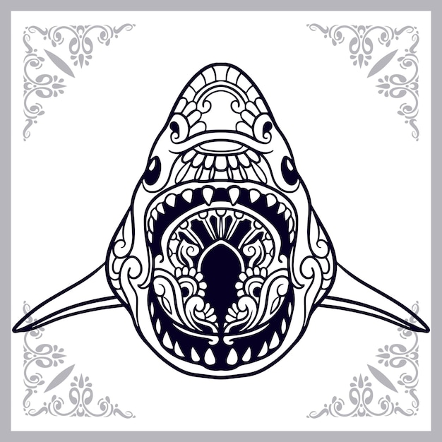 Vector beautiful shark zentangle arts isolated on white background