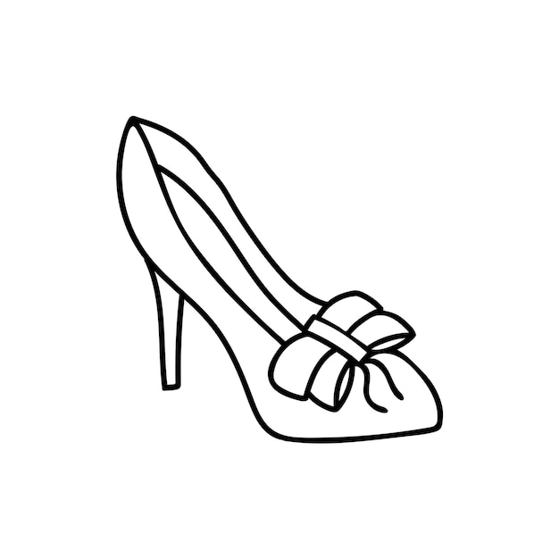 Beautiful shoe with bow in doodle style vector illustration