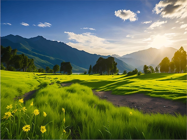 Beautiful shot of a seashore with hills with colorful trees in the foreground photo background