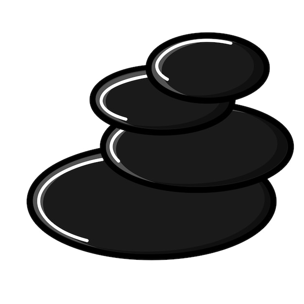 Beautiful simple flat icon of black hot stones for massage and spa beauty guidance isolated