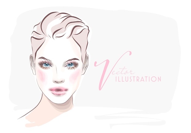 Vector beautiful sketch of beautiful makeup for eyes and lips