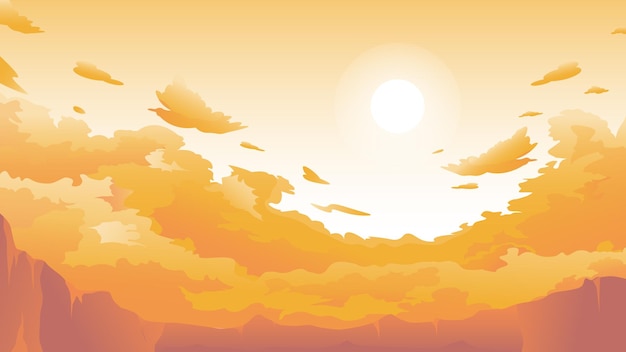 Beautiful sky cloud landscape illustration background