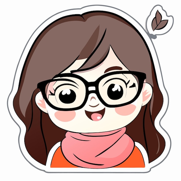 Vector beautiful smiling princess with hair scarf hand drawn cartoon sticker icon concept illustration