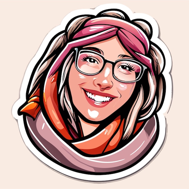 Beautiful smiling princess with hair scarf hand drawn cartoon sticker icon concept illustration