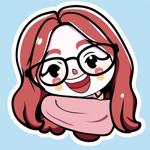 Beautiful smiling princess with hair scarf hand drawn cartoon sticker icon concept illustration