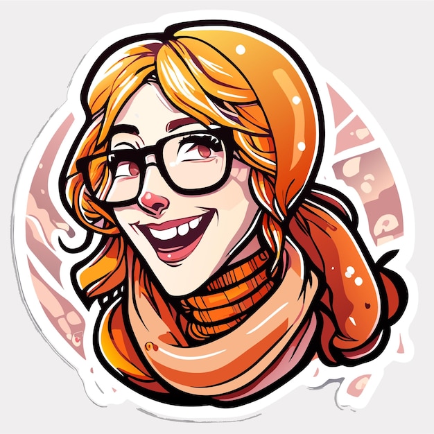 Beautiful smiling princess with hair scarf hand drawn cartoon sticker icon concept illustration