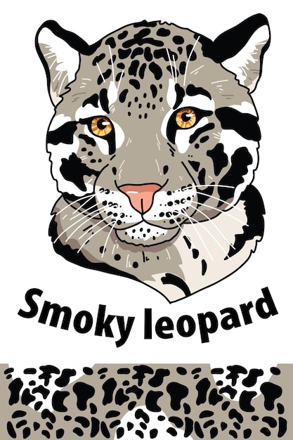 Beautiful smoky leopard head of wild animal living in nature with a print texture of the skin