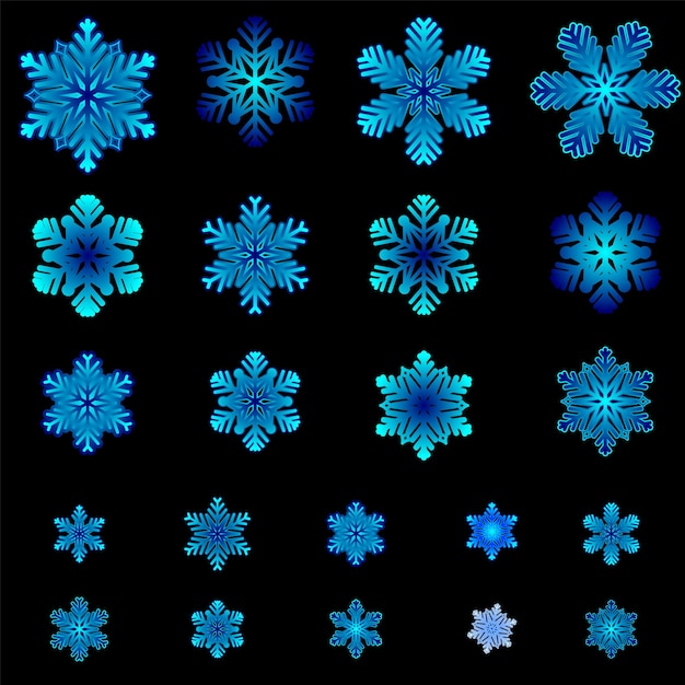 Beautiful snowflakes on black background vector illustration