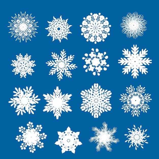 クリスマスの冬のデザインのために設定された美しい雪片
