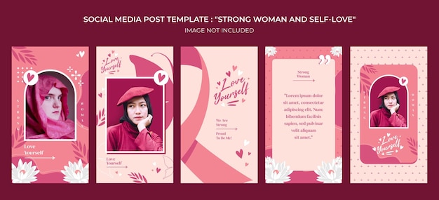 Beautiful social media post template about strong woman and selflove