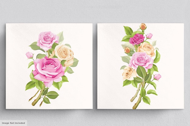 Beautiful soft pink bouquet of hand drawn roses illustrations