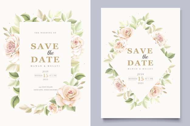 Beautiful soft roses invitation card set