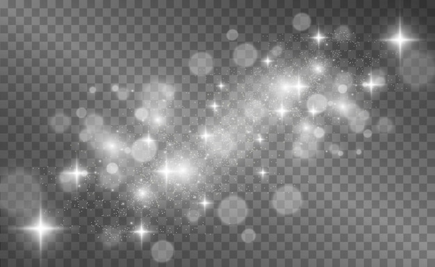 Beautiful sparks shine with special light. sparkles on a transparent background.