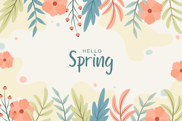 Beautiful spring background with hand drawn flowers