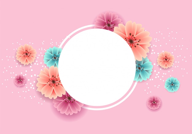 Vector beautiful spring banner with colorful flower