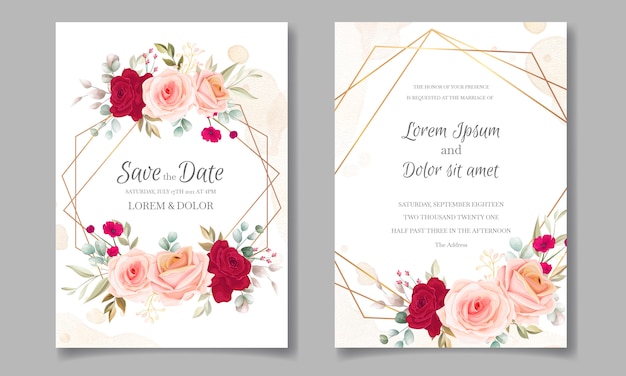 Beautiful spring floral wedding invitation card