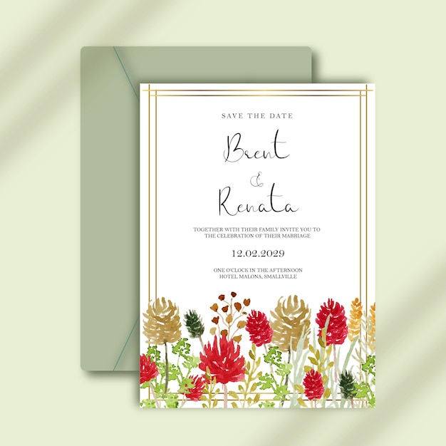 a beautiful spring floral wedding invitation template design