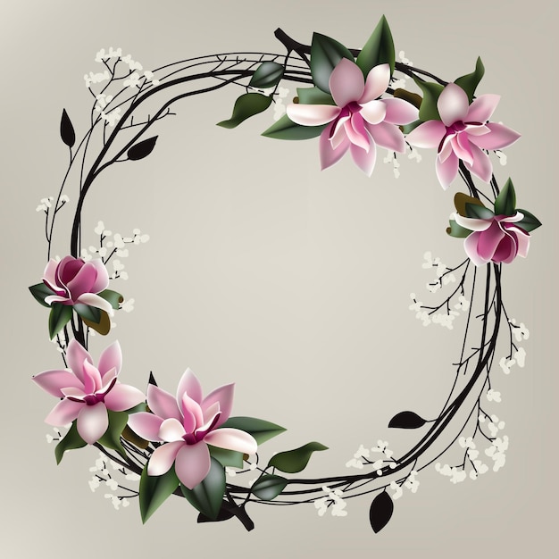 beautiful Spring flower framing with copy space