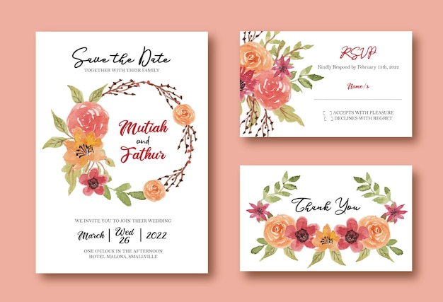 a beautiful spring flower wedding invitation template design