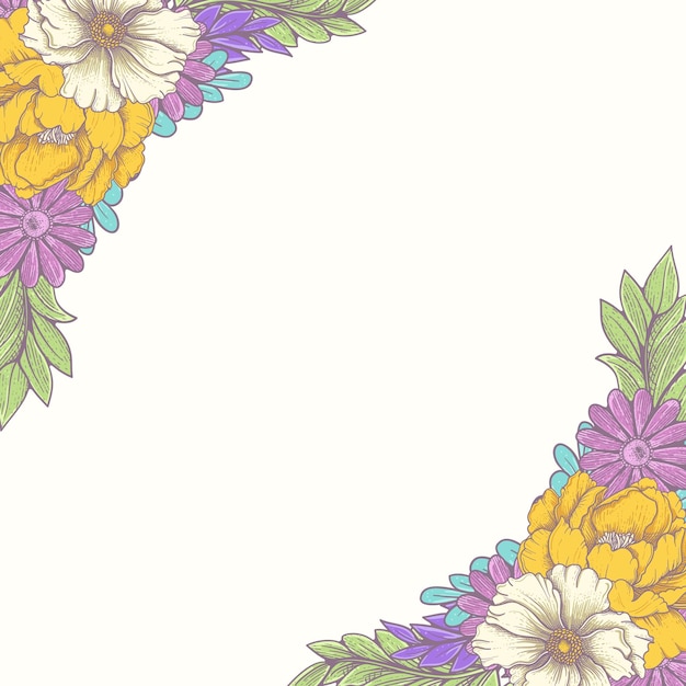 beautiful spring flowers frame background